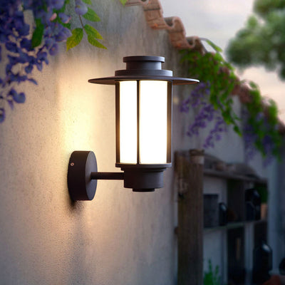 Outdoor Waterproof Coffee Cylinder Lantern 1-Light Patio Landscape Light