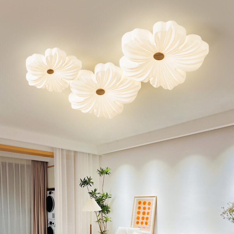 Modern Simplicity Iron Acrylic Petal Shade LED Flush Mount Ceiling Light For Living Room