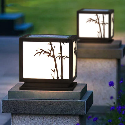 Lumière de paysage extérieure à LED acrylique en acier inoxydable carré solaire traditionnel chinois pour patio extérieur 
