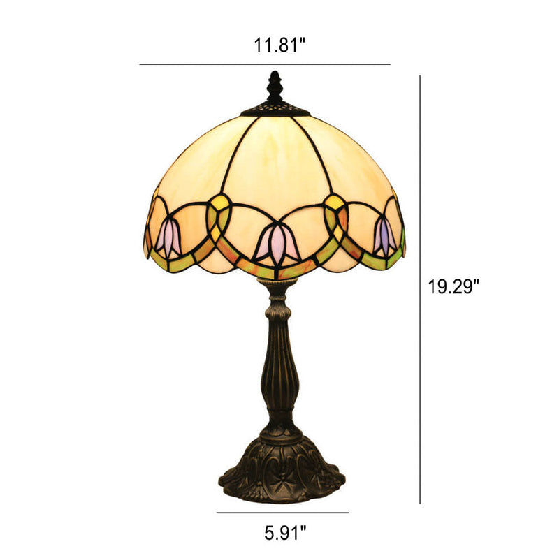 Lampe de table à 1 lumière Tiffany Flora vintage européen 