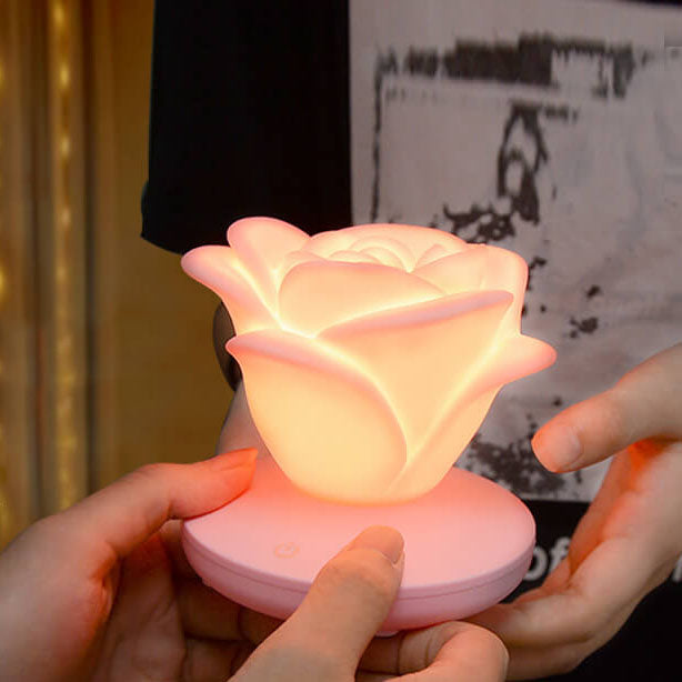 Modern Silicone Rose Flower LED Night Light Table Lamp