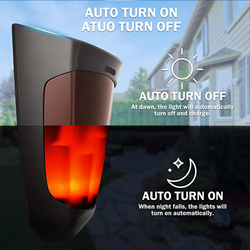 Outdoor Solar Flame Light Waterproof LED Patio Wall Sconce Lamp