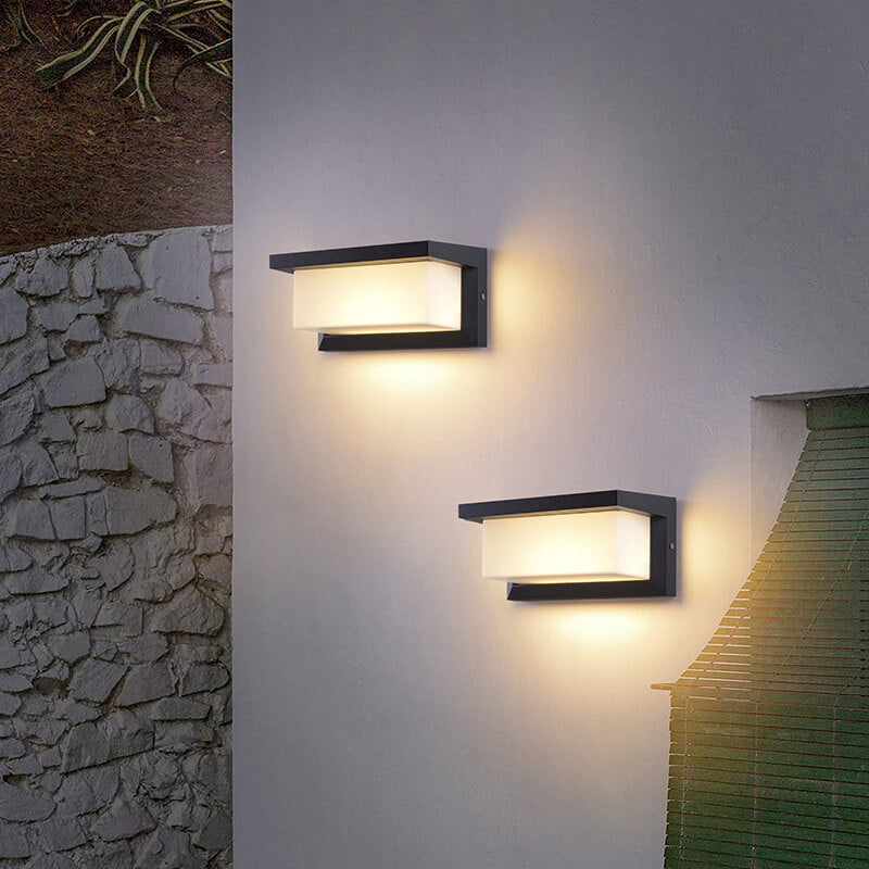 Modern Minimalist Solar Rectangle PC LED Outdoor Wall Sconce Lamp For Outdoor Patio