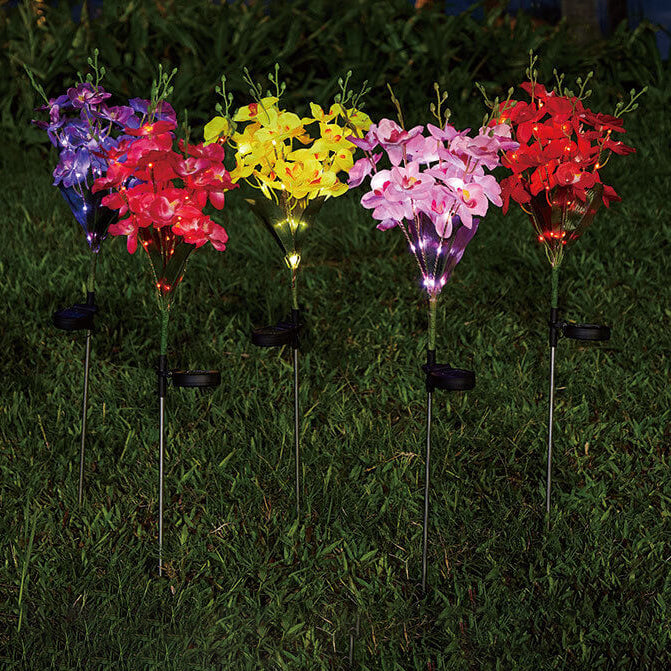 Modern Creative Simulation Phalaenopsis Solar LED Outdoor Patio Lawn Ground Insert Landscape Light