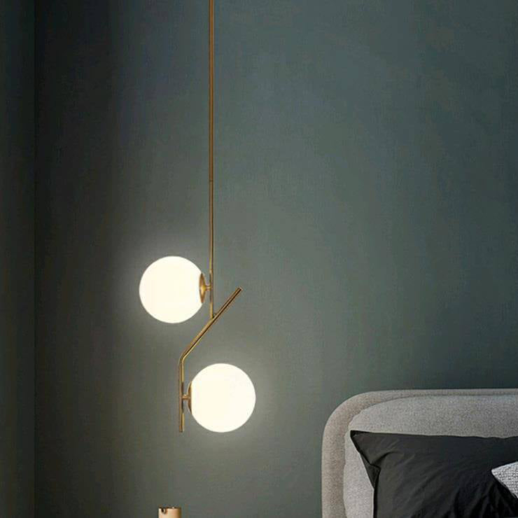 Nordic Creative Minimalist Round Ball Iron Glass 2-Light Pendant Light