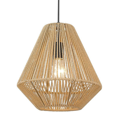 Traditional Farmhouse Hemp Rope Weaving Cage 1-Light Pendant Light for Kitchen