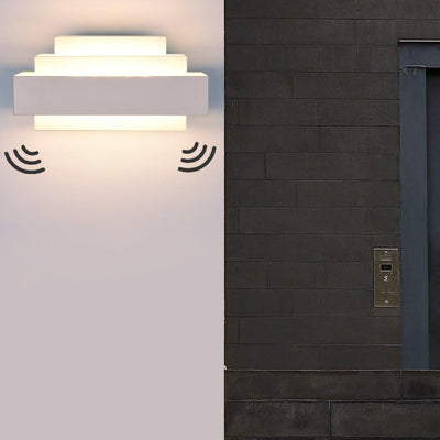 Modern Creative Minimalist White Human Sensor Waterproof Indoor Outdoor Aluminum LED Wall Sconce Lamp