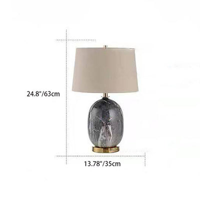 Modern Minimalist Round Vase Base Ceramic Fabric 1-Light Table Lamp For Bedroom