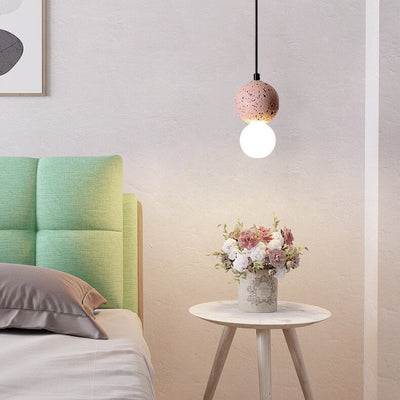 Contemporary Scandinavian Orb Terrazzo 1-Light Pendant Light For Bedroom