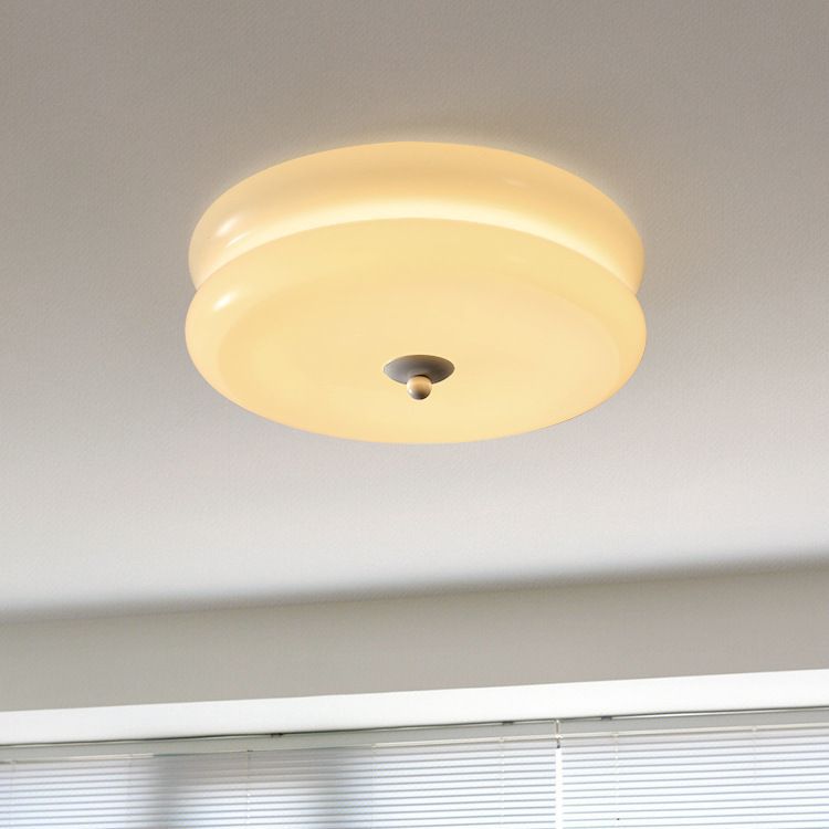 Modern Simplicity Cylinder Glass Shade LED Flush Mount Ceiling Light For Living Room