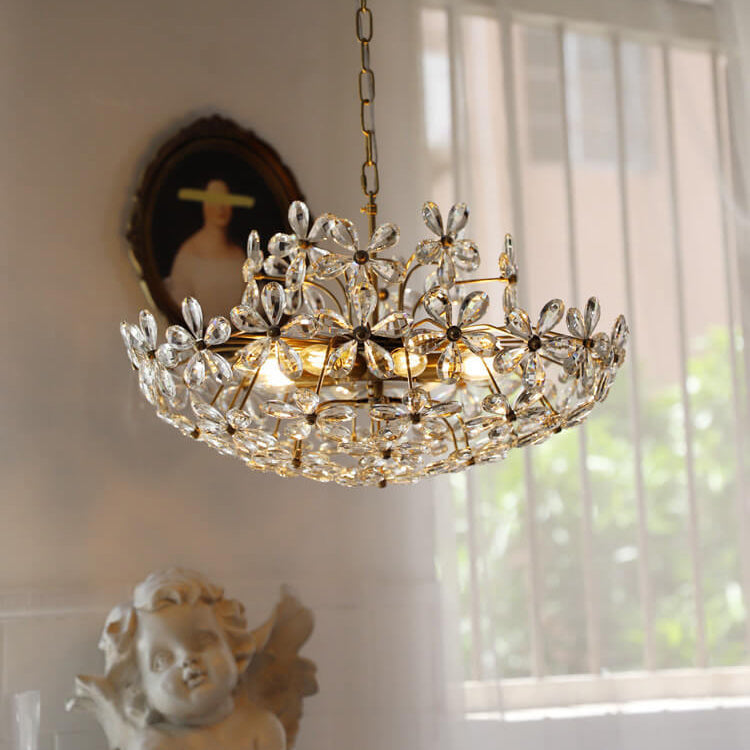 French Luxury Crystal Flower 6/8 Light Chandelier