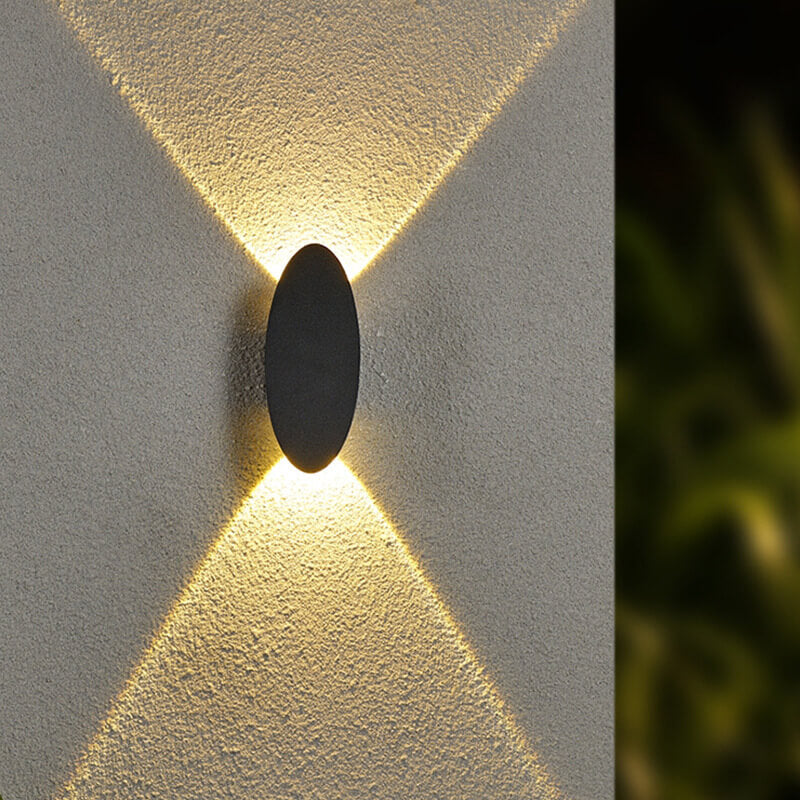 Einfache ovale flach geformte LED-Wandleuchte aus Aluminium für den Außenbereich 