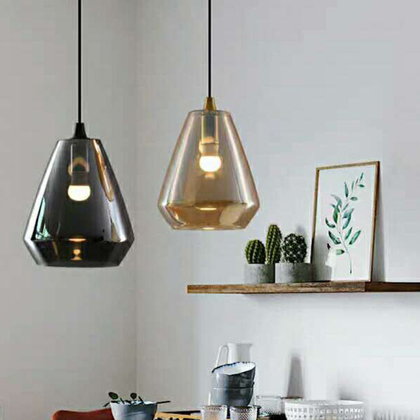 Nordic Minimalist Conical Glass Jar 1-Light Pendant Light