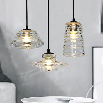 Modern Industrial Clear Glass Iron 1-Light Pendant Light