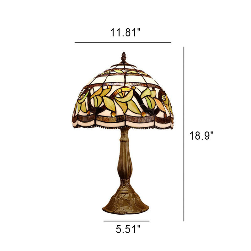 European Vintage Tiffany Glass Alloy 1-Light Table Lamp