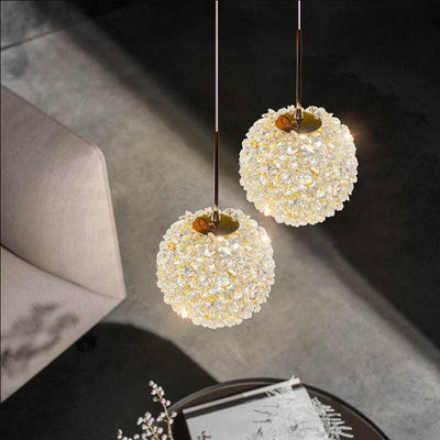 Modern Golden Glamour Crystal Ball Shade 1-Light Pendant Light