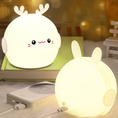 Kreative Cartoon Deer Rabbit Silikon USB LED Nachtlicht Tischlampe