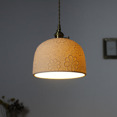 Modern Vintage Brass Ceramic 1-Light Pendant Light