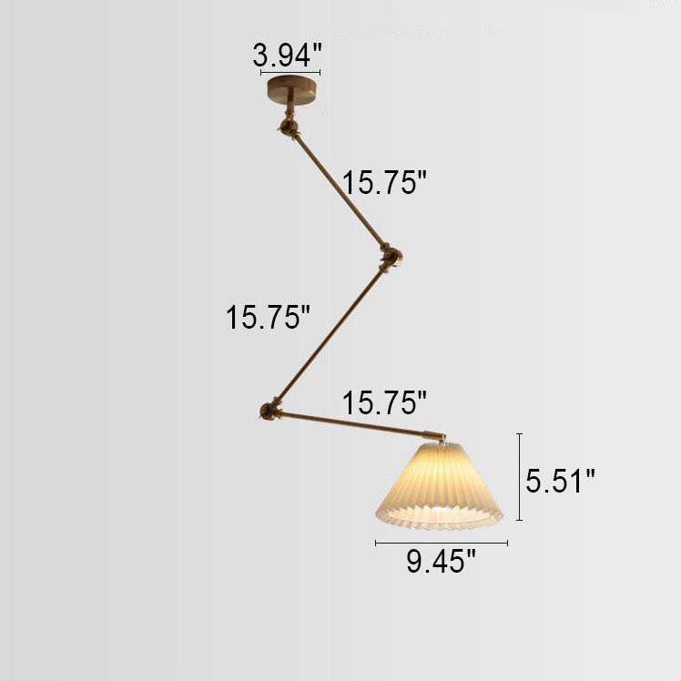 Nordische, minimalistische, faltbare, plissierte, 1-flammige Pendelleuchte aus Eisen 