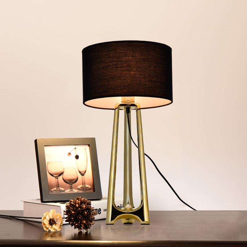 Modern Transitional Fabric Shade Resin Base 1-Light Table Lamp For Bedroom