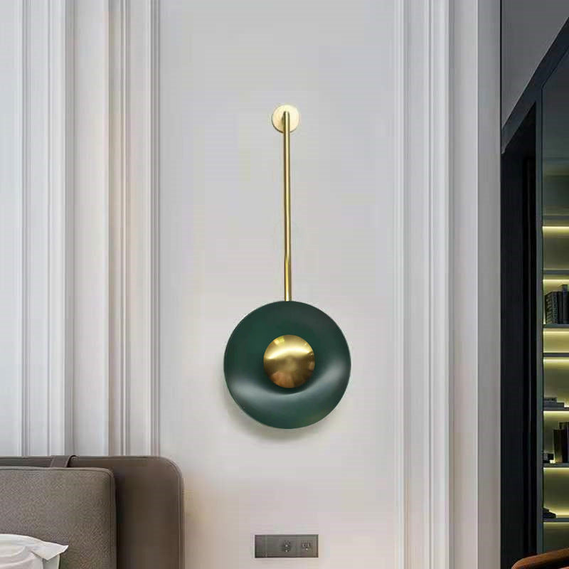 Modern Minimalist Dark Green Round Long Pole LED Wall Sconce Lamp