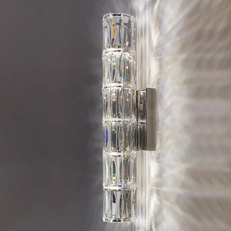 Modern Luxury Silver Crystal Column 3/4/6 Light Wall Sconce Lamp