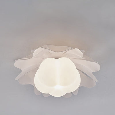 Contemporary Creative Cream Acrylic Petal Shade 1-Light Flush Mount Ceiling Light For Living Room