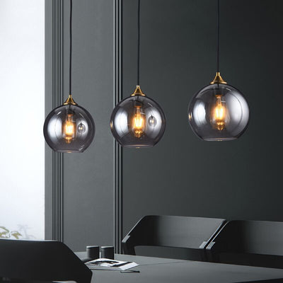 Modern Simplicity Spherical Glass Shade 1-Light Pendant Light For Bedroom