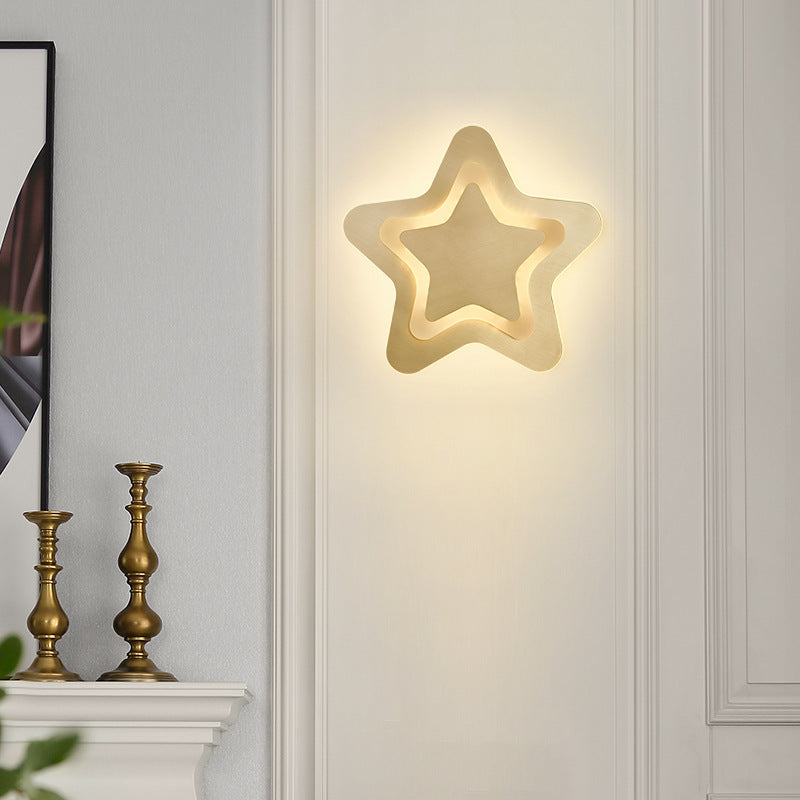 Nordic Luxury Brass Star Shape LED Wall Sconce Lamp