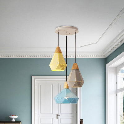 Luminaire suspendu à 1 lumière en fer de couleur unie macaron à géométrie nordique 