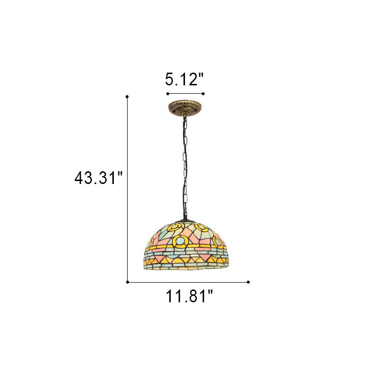 European Retro Tiffany Colorful 1-Light Pendant Light