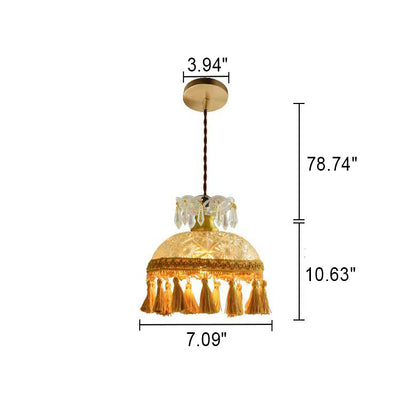 Luminaire suspendu à 1 lumière avec dôme en cuivre et verre de luxe français 