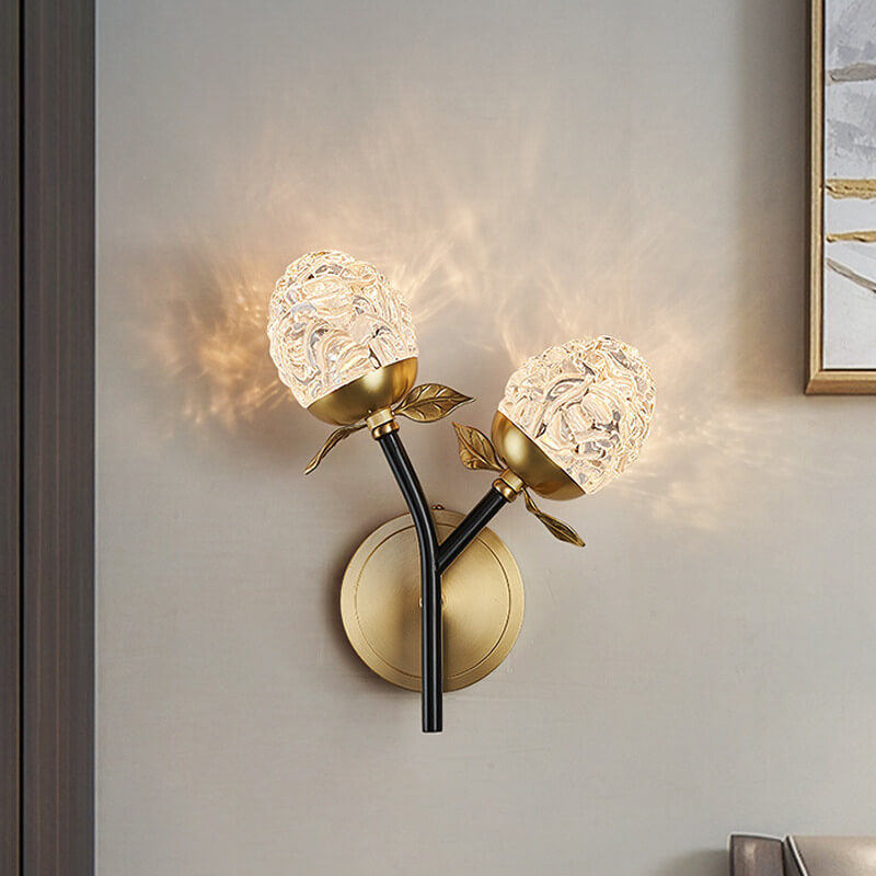 Modern Luxury Crystal Apple Branch 1/2 Light Wall Sconce Lamp