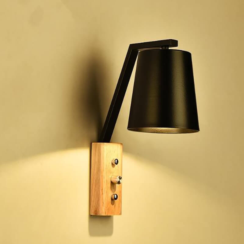 Nordic Modern Solid Wood Cylindrical 1-Light Wall Sconce Lamp