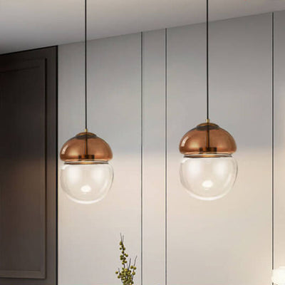 Modern Minimalist Light Luxury Oval Clear Glass LED Pendant Light