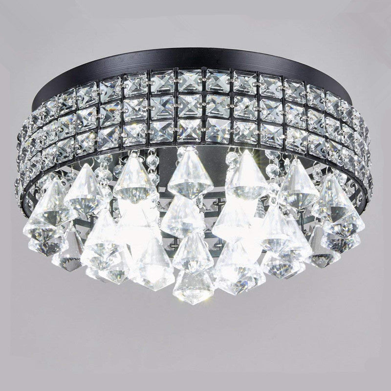Modern Light Luxury Round Crystal Eisenkristall 4-Licht-Unterputzleuchte