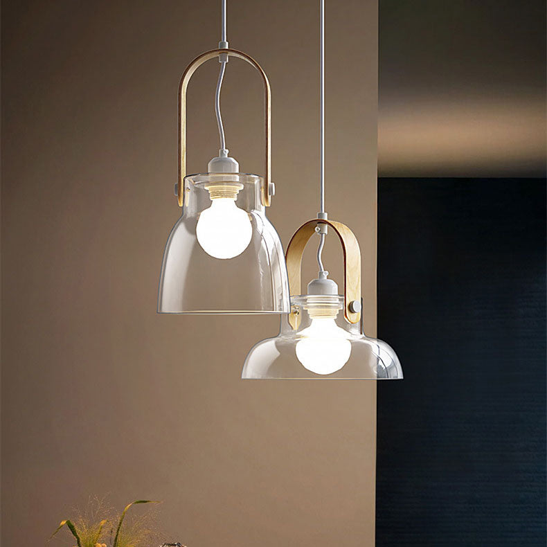 Nordic Minimalist Clear Glass Dome Geometry 1-Light Pendant Light