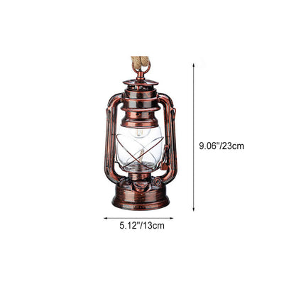 Traditional Rustic Kerosene Lantern Iron Glass 1-Light Pendant Light For Living Room