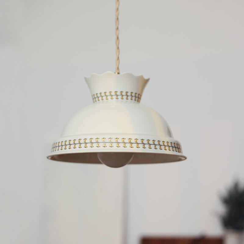 Japanese Vintage Ceramic Round Bowl 1-Light Pendant Light