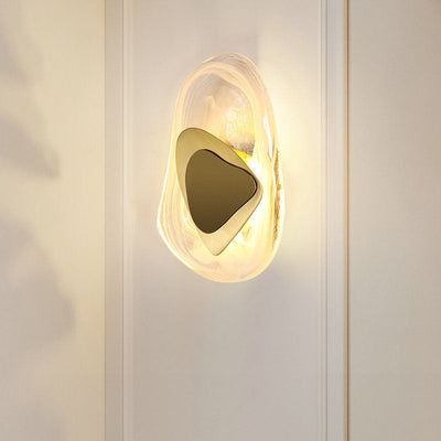 Modern Minimalist Irregular Oval Hardware Glass LED Wall Sconce Lamp For Bedroom