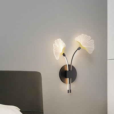 Modern Minimalist Iron Ginkgo Leaf Acrylic Lampshade LED Wall Sconce Lamp