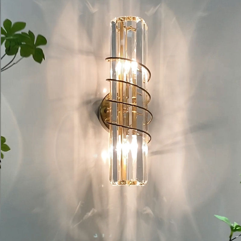 Nordic Light Luxury Crystal Column 2-Light Wall Sconce Lamp