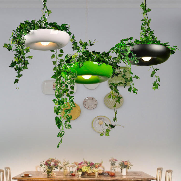 Lampe suspendue à 1 lumière à abat-jour rond Art déco moderne Sky Garden pour salle à manger 