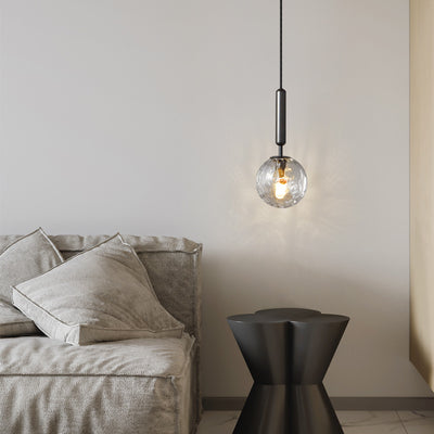 Nordic Light Lampe suspendue de luxe à 1 lumière en verre et cuivre à motifs d'eau 