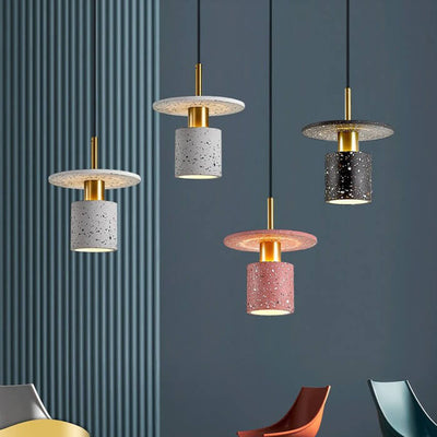 Industrial Minimalist Cement Cylinder Round 1-Light Pendant Light