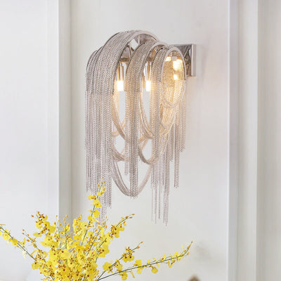 Postmodern Luxury Aluminum Chain Tassel  2-Light Wall Sconce