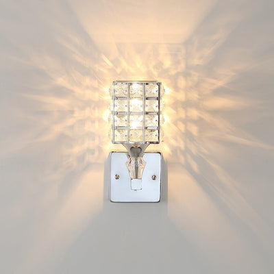 Modern Minimalist Silver Crystal Square 1-Light Wall Sconce Lamp