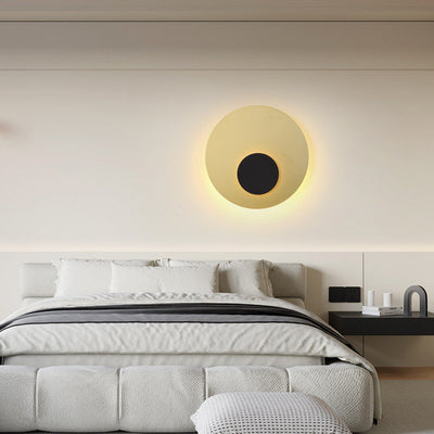 Modern Minimalist Iron Round Flat Piece LED Wall Sconce Lamp For Bedroom