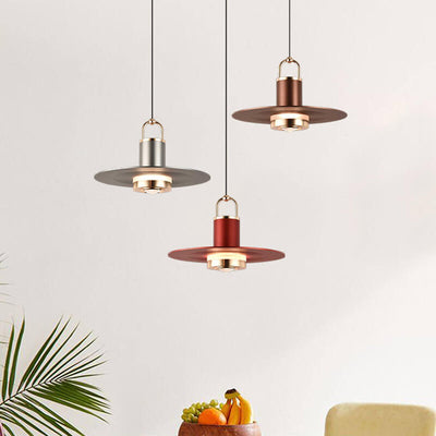 Modern Minimalist Disc Cylindrical Liftable Aluminum LED Pendant Light