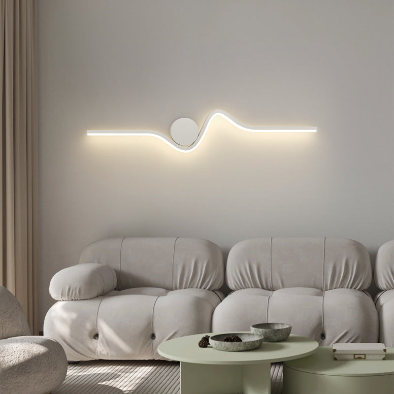 Modern Minimalist Iron Aluminum Long Strip LED Wall Sconce Lamp For Living Room